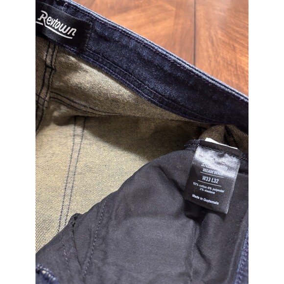 Revtown Jeans Mens 33x32 Dk Blue Sharp Straight Leg Stretch 5Pocket Decade Denim - Picture 4 of 5